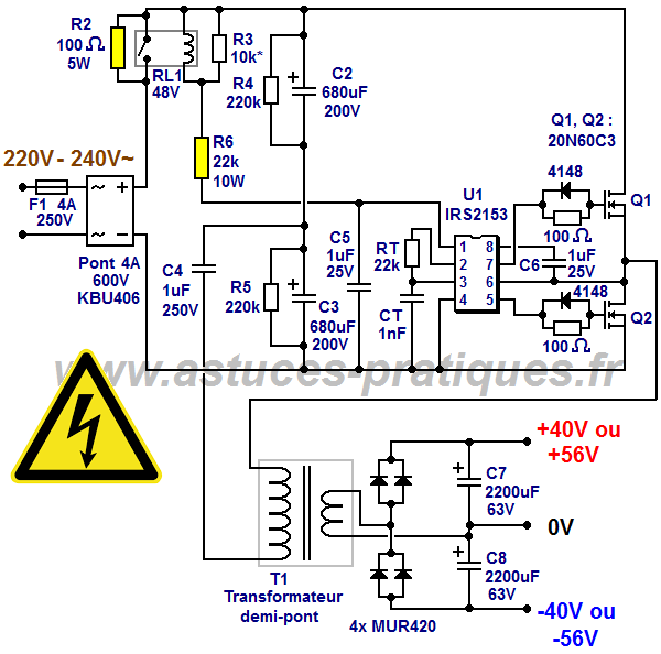Alimentation a découpage en panne fusible saute oscillateur en court  circuit - DM311 oscillator 